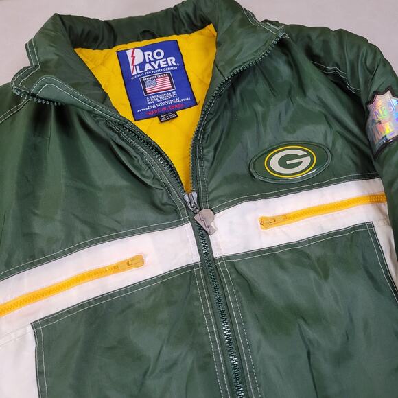 Men’s Vintage NFL Pro Player Green Bay Packers Full Zip Puffer Jacket Size XL - Picture 8 of 16